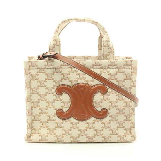 Celine Small Cabas Canvas Leather Tote Bag