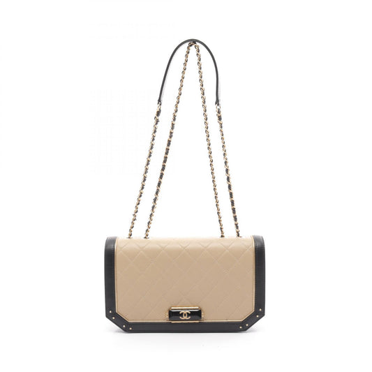 Chanel Lambskin Matelasse Shoulder Bag Beige/Black
