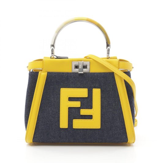 Fendi Mini Peekaboo Iconic Denim Leather Handbag