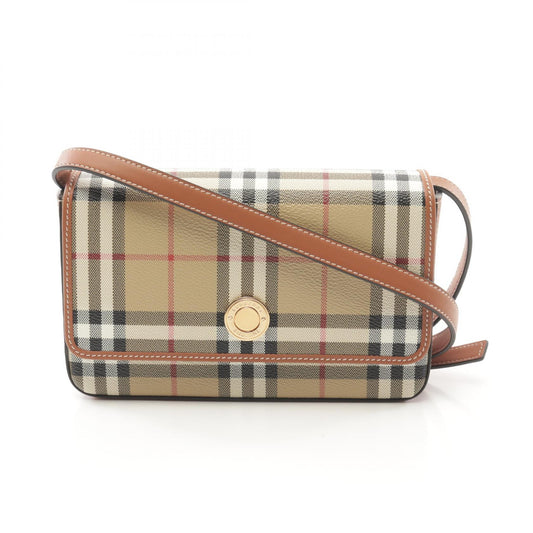 Burberry Vintage Check Shoulder Bag PVC Canvas Leather