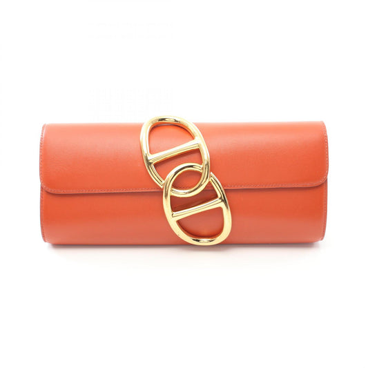 Hermes Leather Clutch Bag Brown