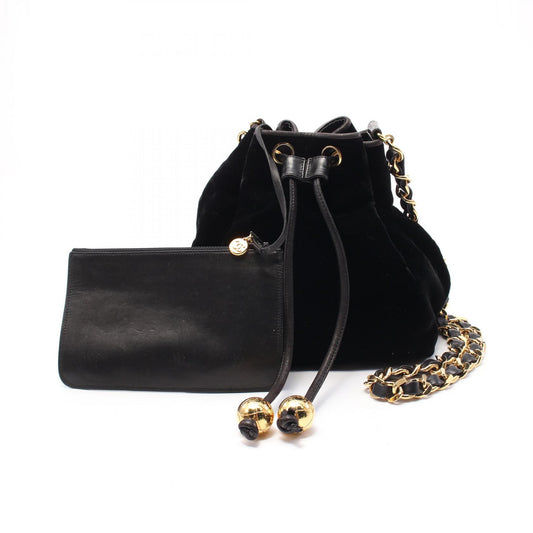 Chanel Coco Mark Fabric Leather Shoulder Bag