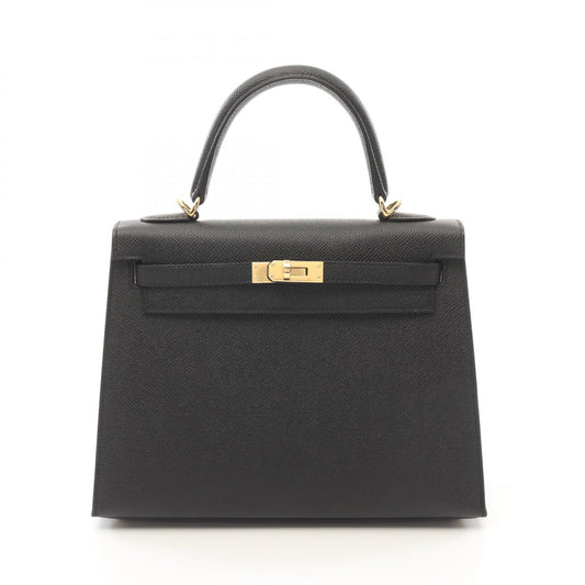 Hermes Kelly 25 Leather Handbag Black