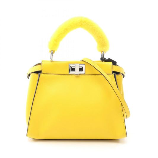 Fendi Mini Peekaboo Leather Fur Handbag
