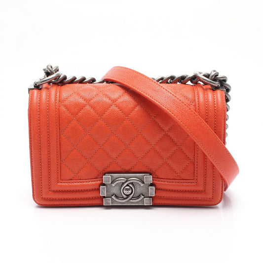 Chanel Boy Small Leather Shoulder Bag Orange