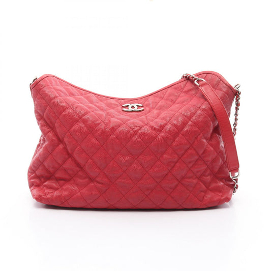 Chanel Caviar Skin Matelasse Shoulder Bag Red