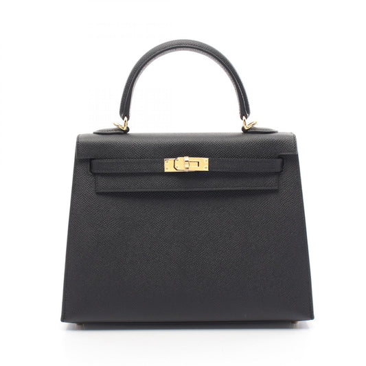 Hermes Kelly 25 Leather Handbag Black