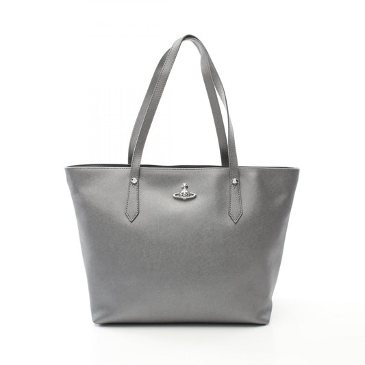 Vivienne Westwood Leather Tote Bag Silver Gray