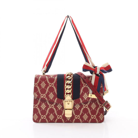Gucci Sylvie GG Shoulder Bag Leather Red