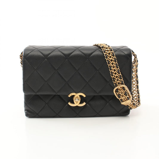 Chanel Lambskin Matelasse Shoulder Bag Black
