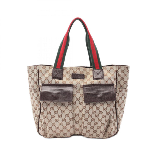 Gucci GG Canvas Leather Tote Bag 161836
