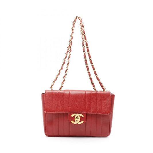 Chanel Mademoiselle Leather Shoulder Bag Red