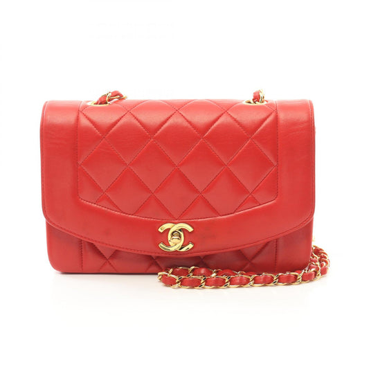Chanel Lambskin Diana Flap Shoulder Bag Red