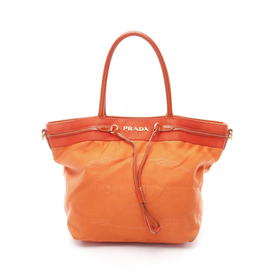 Prada Nylon Patent Leather Handbag Orange
