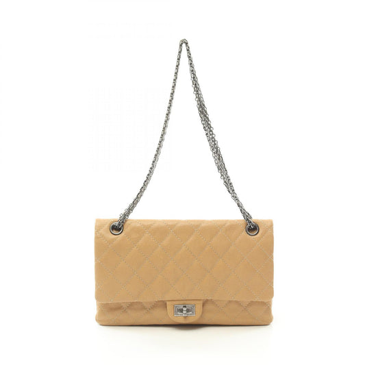 Chanel 2.55 Matelasse W Flap Shoulder Bag Beige