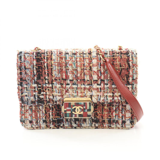 Chanel Coco Mark Fabric Leather Shoulder Bag A93221