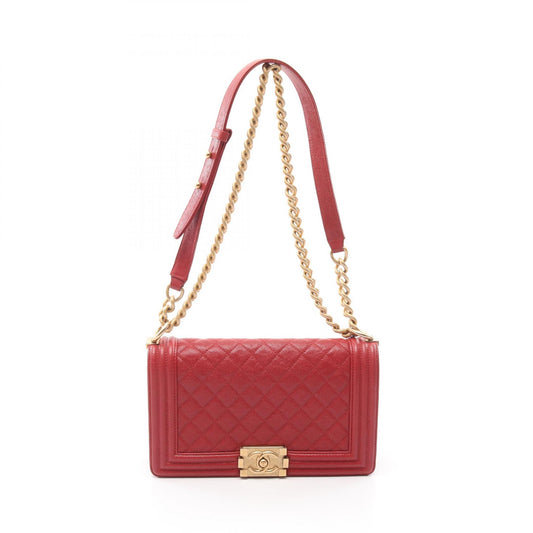 Chanel Boy Shoulder Bag Leather Red A67086