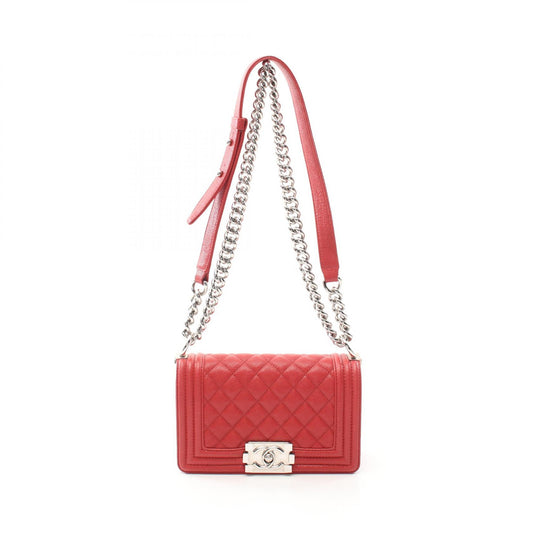 Chanel Boy Small Leather Shoulder Bag Red