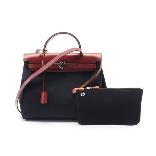 Hermes Toile Military Leather Zip PM Handbag