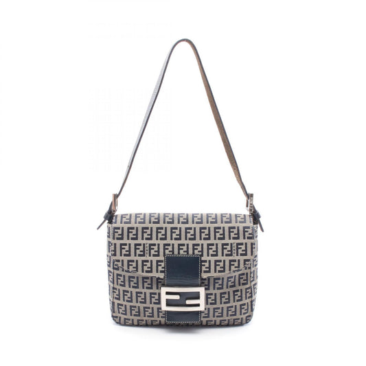 Fendi Zucchino Canvas Leather Handbag