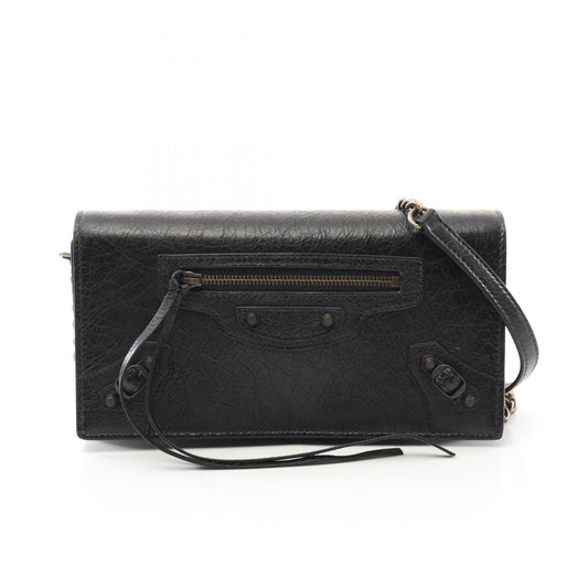 Balenciaga Leather City Shoulder Bag Black