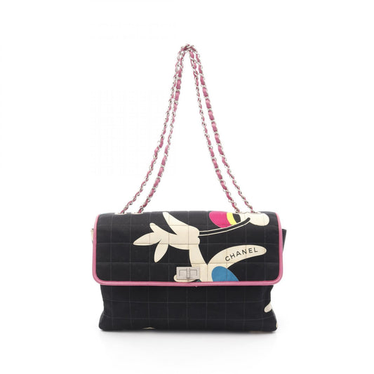 Chanel 2.55 Chocolate Bar Canvas Leather Shoulder Bag