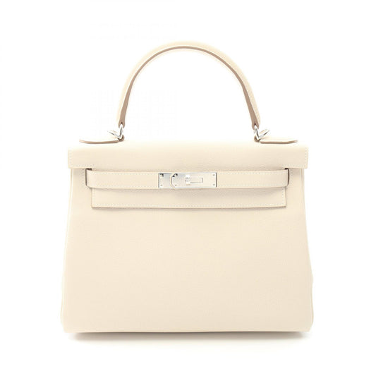 Hermes Kelly 28 Togo Handbag White