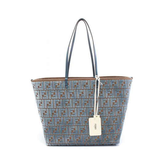 Fendi Leather Jacquard Velvet Tote Bag