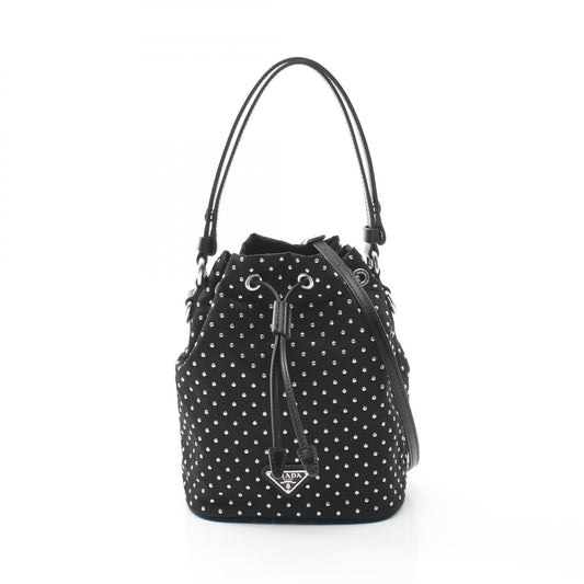 Prada Nylon Studded Handbag Black