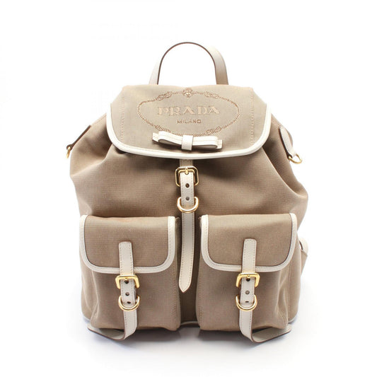 Prada Logo Jacquard Leather Backpack 1BZ006