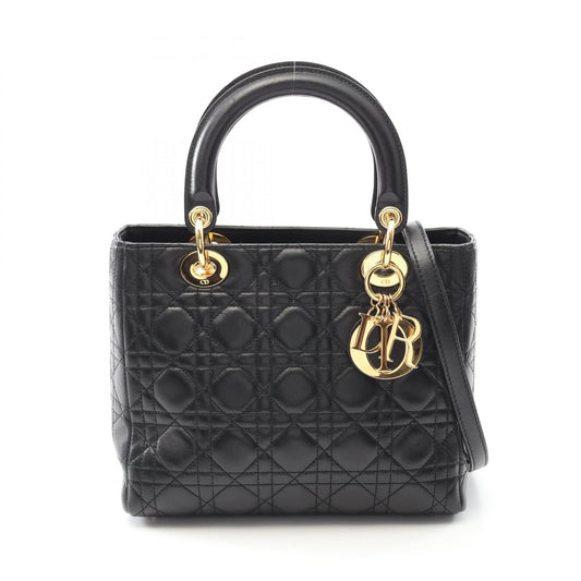 Dior Lady Dior Leather Handbag Black