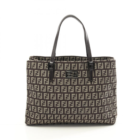 Fendi Zucchino Canvas Leather Tote Bag