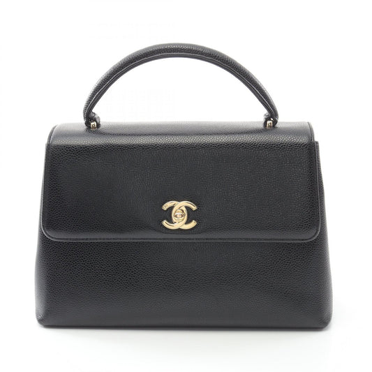 Chanel Coco Mark Leather Top Handle Handbag Black