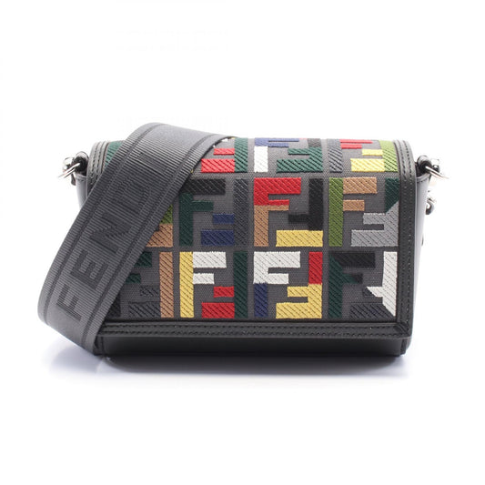 Fendi FF Canvas Leather Compact Shoulder Bag