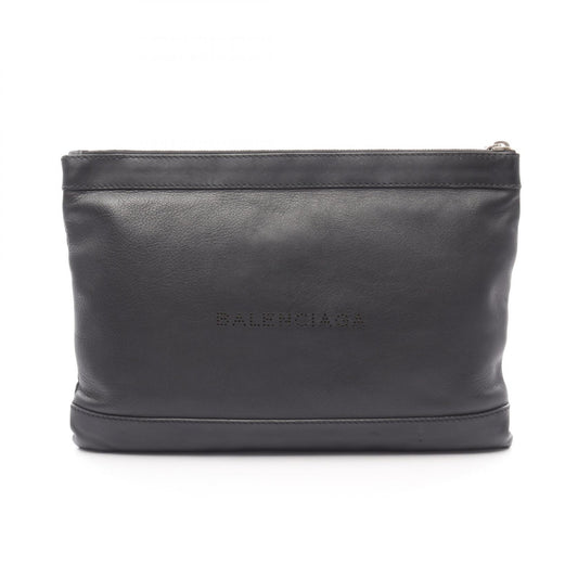 Balenciaga Leather Navy Clip M Clutch Bag