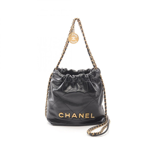 Chanel 22 Mini Leather Shoulder Bag Black