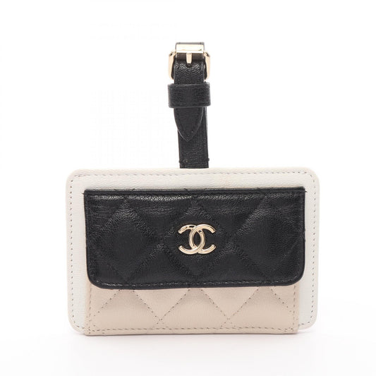 Chanel Leather Luggage Tag Matelasse Coco Mark Card Case