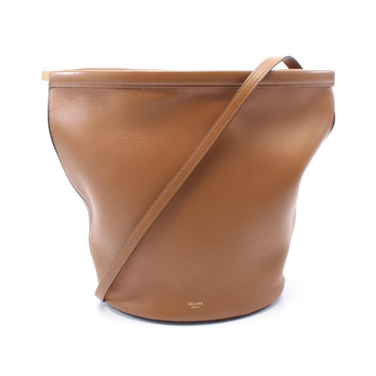 Celine Leather Clasp Bucket Shoulder Bag