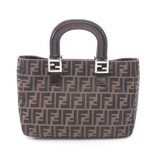Fendi Zucca Canvas Leather Tote Bag
