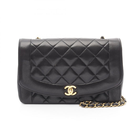Chanel Diana Flap Shoulder Bag Lambskin Black