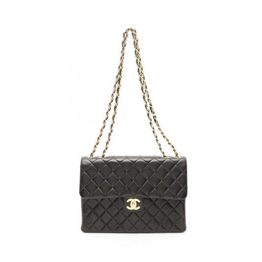 Chanel Lambskin Single Flap Shoulder Bag Black