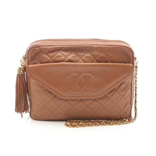 Chanel Matelasse Lambskin Shoulder Bag Brown