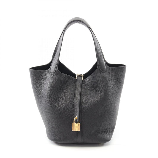 Hermes Picotin Lock MM Leather Handbag Black