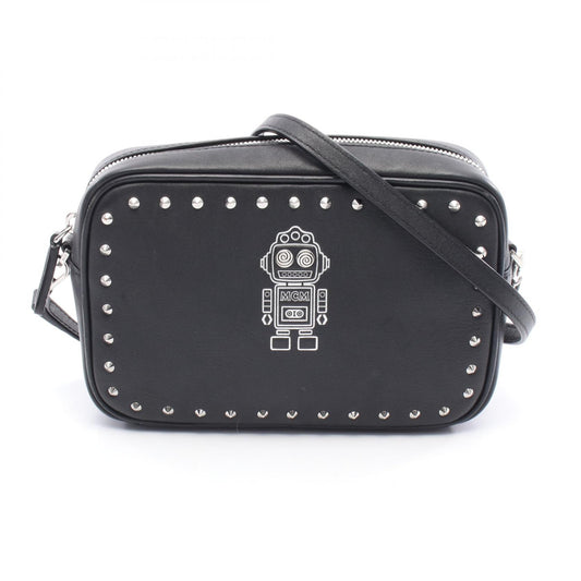 MCM Leather Robot Shoulder Bag Black