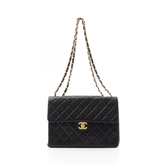 Chanel Lambskin Single Flap Shoulder Bag Black