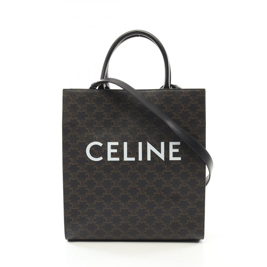 Celine Medium Vertical Cabas Triomphe Tote Bag PVC Canvas Leather