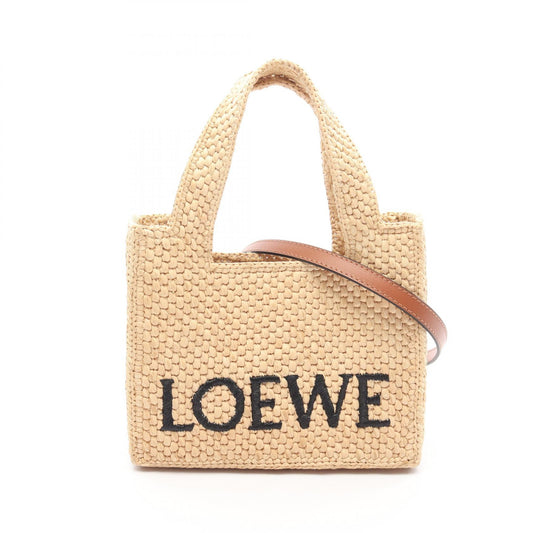 Loewe Leather Raffia Font Mini Tote Bag
