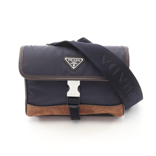 Prada Nylon Suede Leather Shoulder Bag
