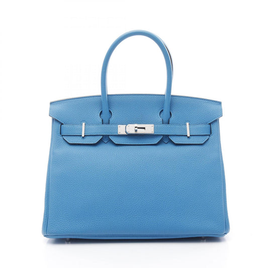 Hermes Birkin 30 Verso Togo Handbag Blue/Green