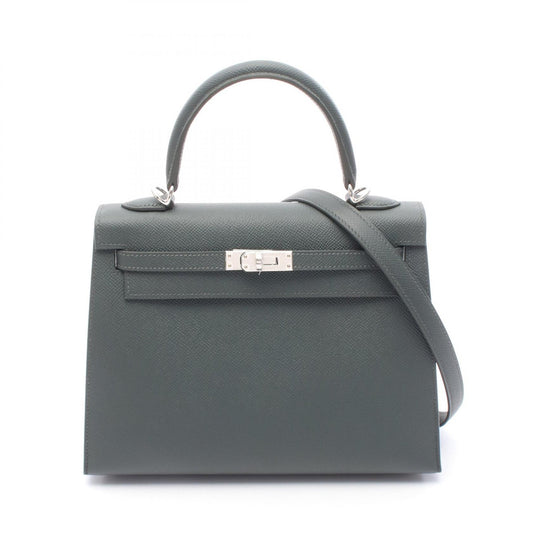 Hermes Kelly 25 Handbag Green Leather